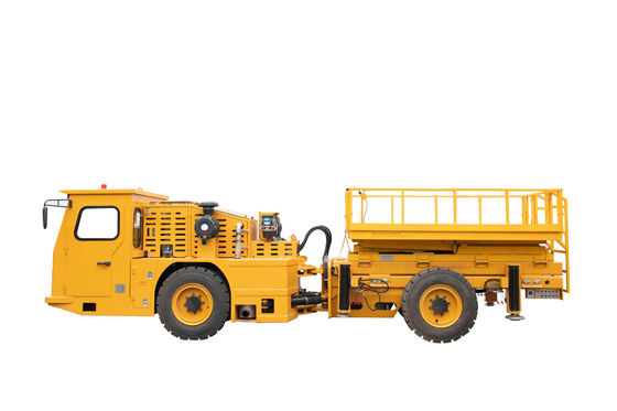 Werkplatform voor het opheffen van ondergrondse voertuigen op vier wielen met aanpasbare schaarhef